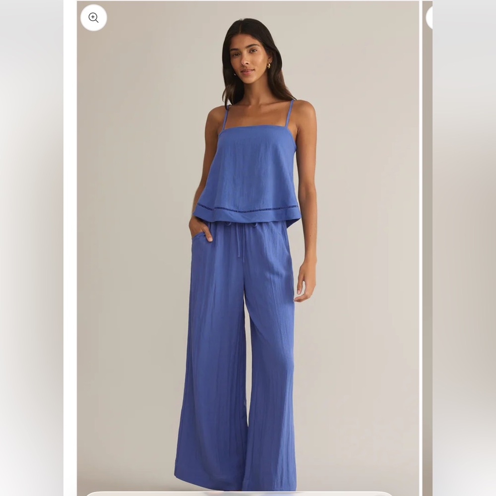 Z Supply Soleil Wide-Leg Pants in Riviera Blue size Medium